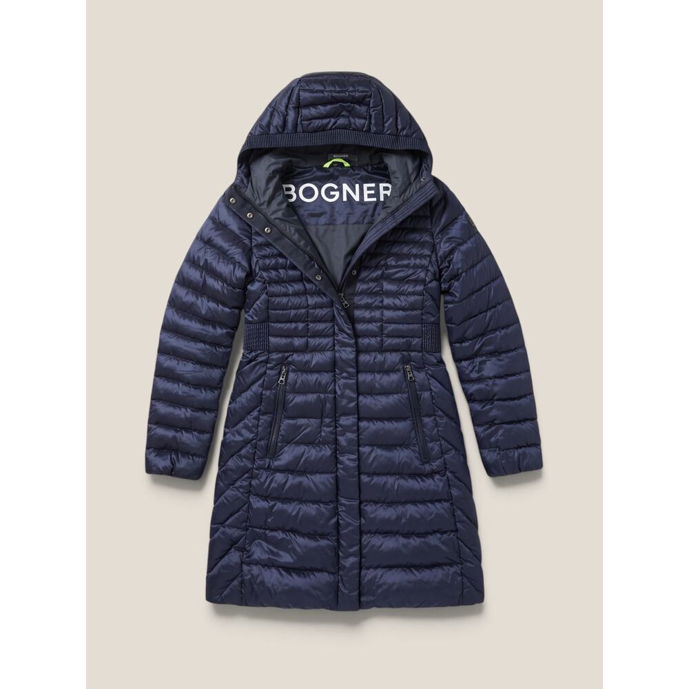 Bogner Lynn Navy Down Hooded Ski Jacket Coat Womens XS EU 34